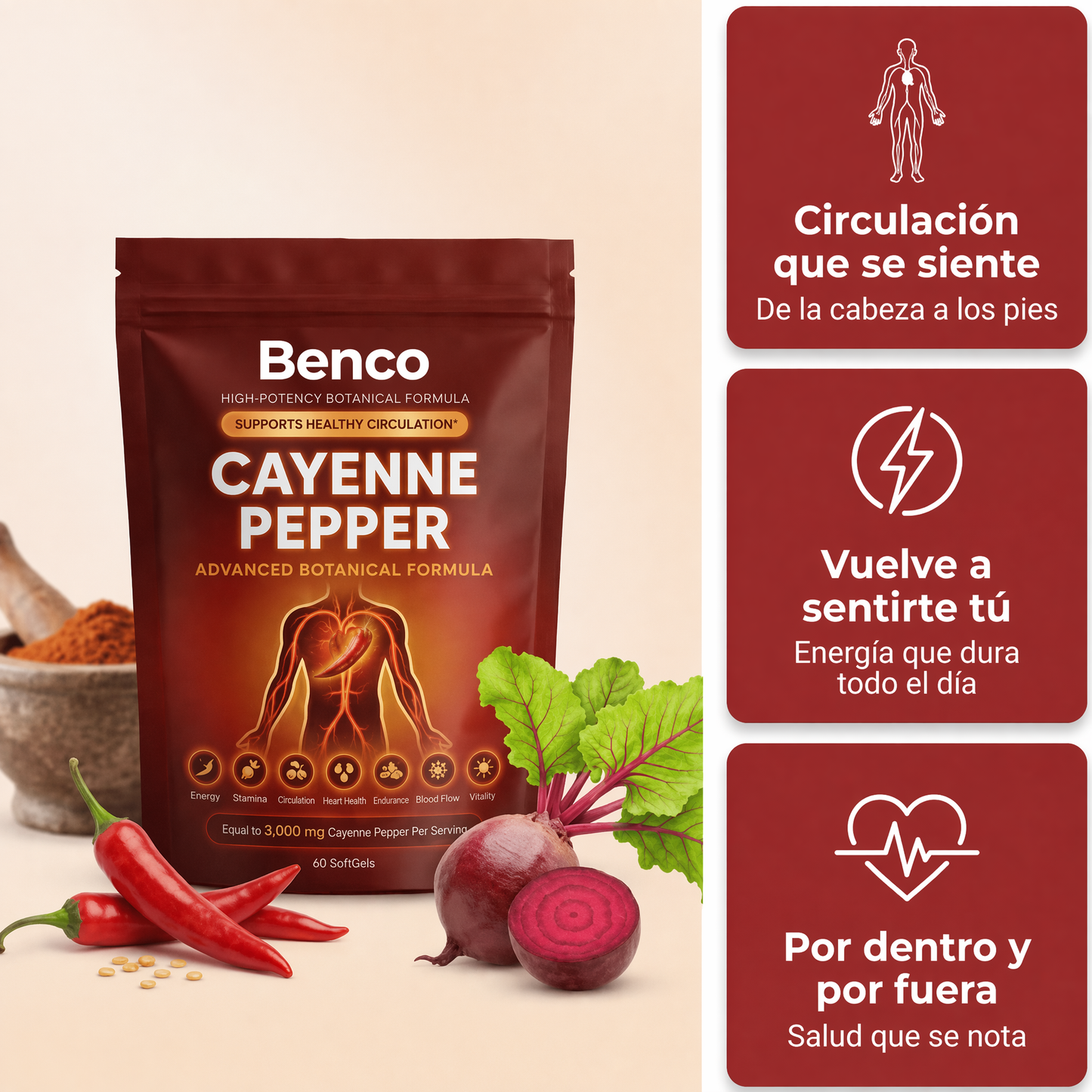 Benco Activa® en Softgels - Reactiva tu Circulación Natural